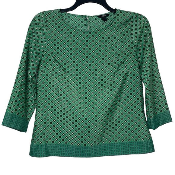 J.Crew Womens Blouse Size Small Geometric 3/4 Sleeves Round Neck Style 91566 - Picture 1 of 6